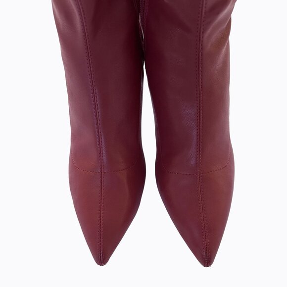 Madden Girl Burgundy Leather Ankle Boots 7 Kitten Heel Y2K 90s Vamp Dark Romance - Picture 6 of 10